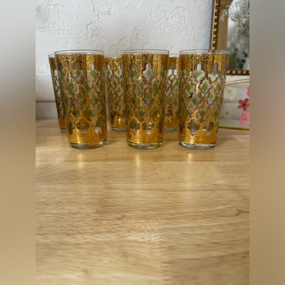 Culver Valencia Pattern Highball Glasses Vintage Barware 22K Gold 6 Glasses - Picture 3 of 16
